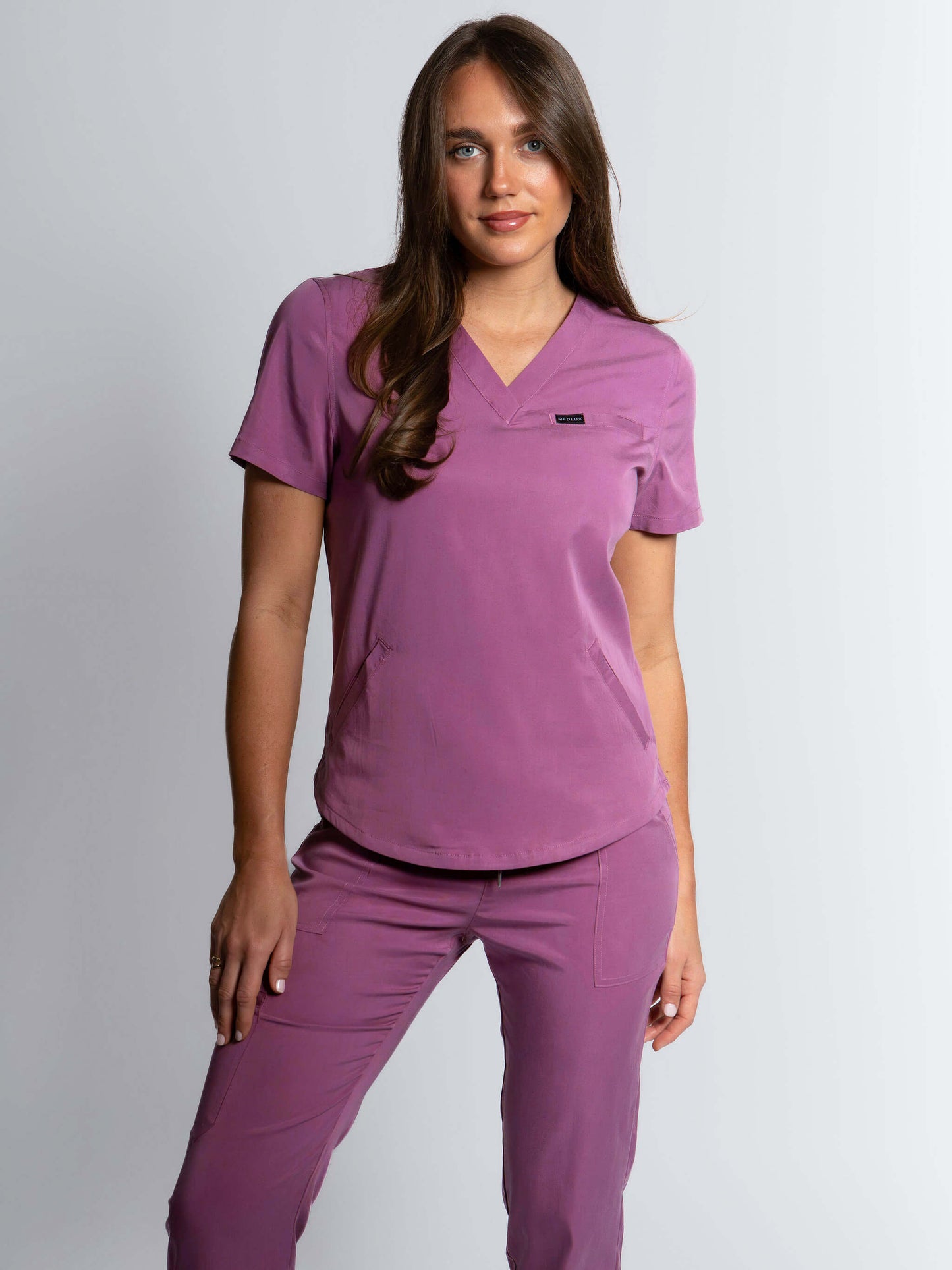 Mulberry Purple Three Pocket Scrub Top