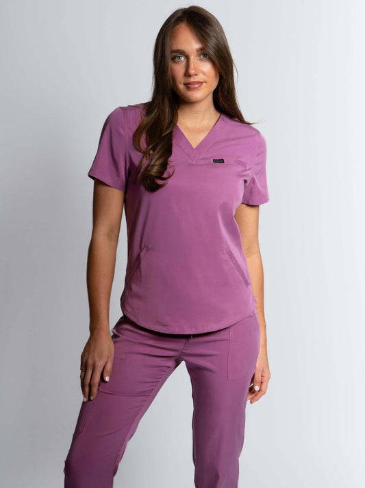Mulberry Purple Three Pocket Scrub Top