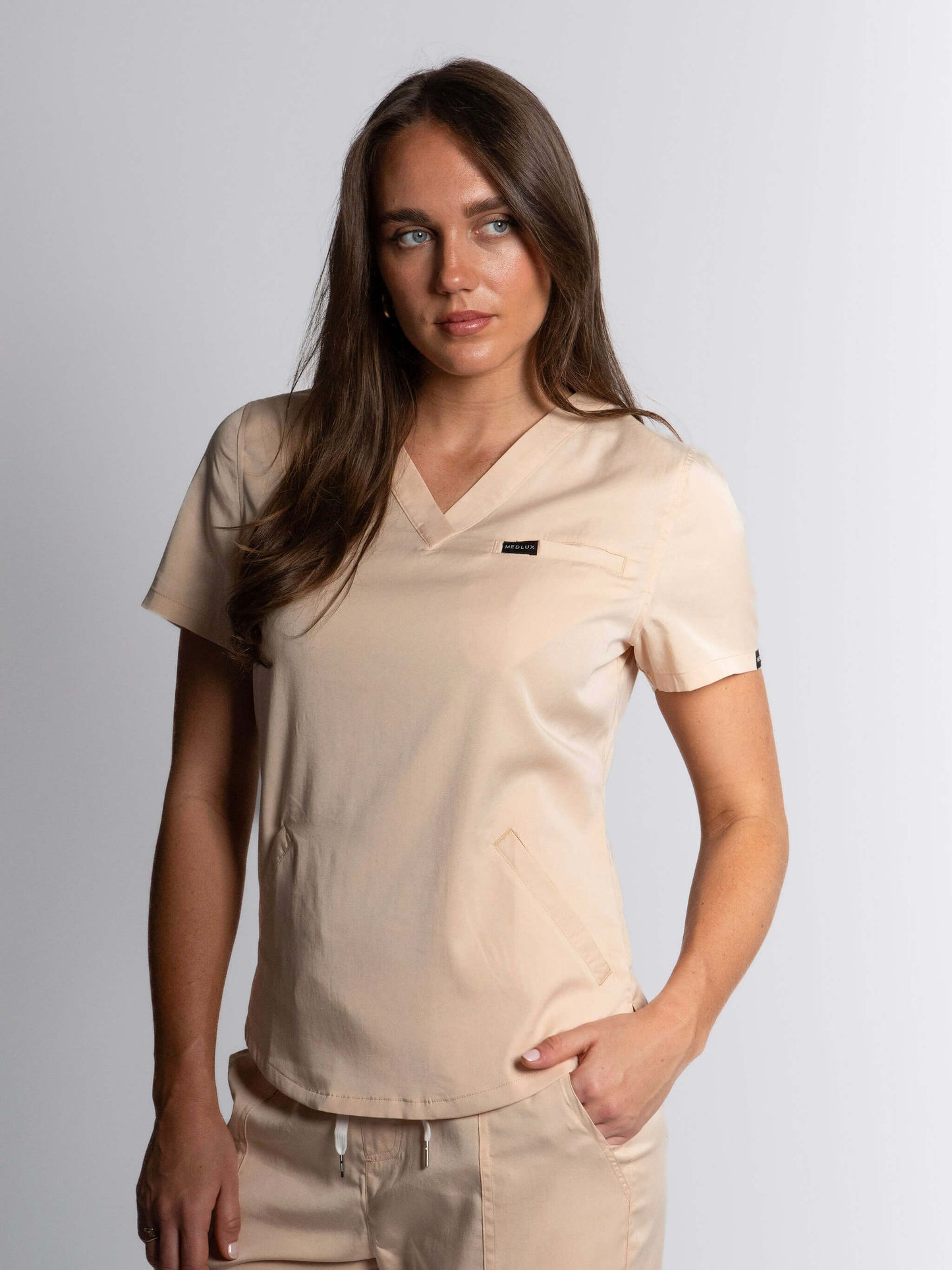 Oat Milk Three Pocket Scrub Top