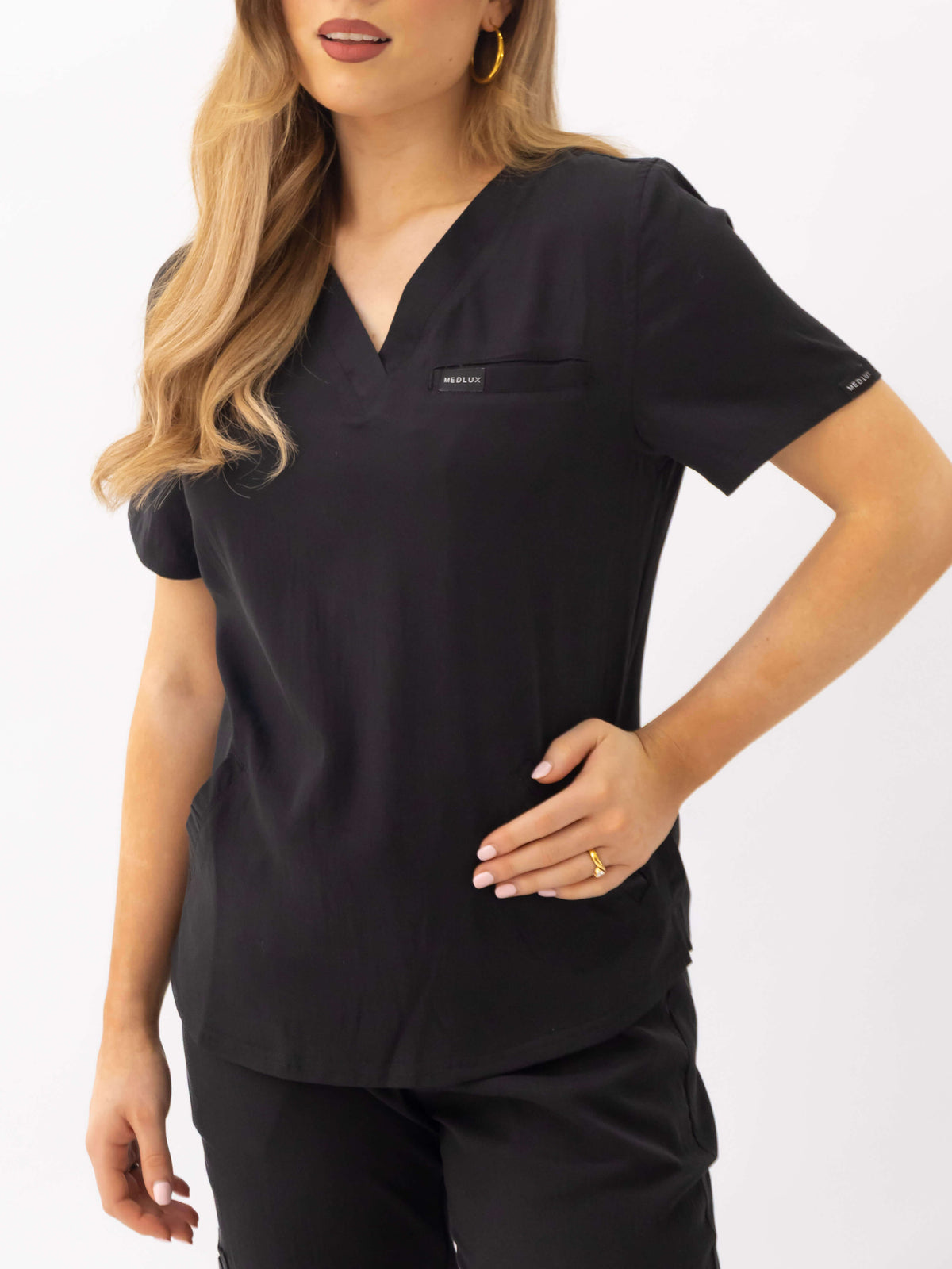 Women's Lyocell Scrub Top- Onyx Black | Medlux