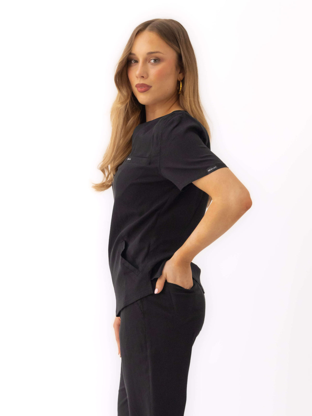 Women's Lyocell Scrub Top- Onyx Black | Medlux