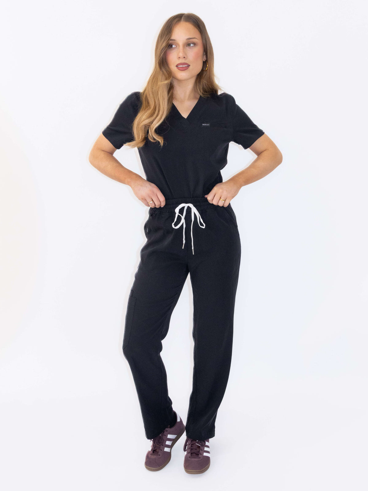 Women's Lyocell Straight Leg Scrub Pants- Onyx Black | Medlux