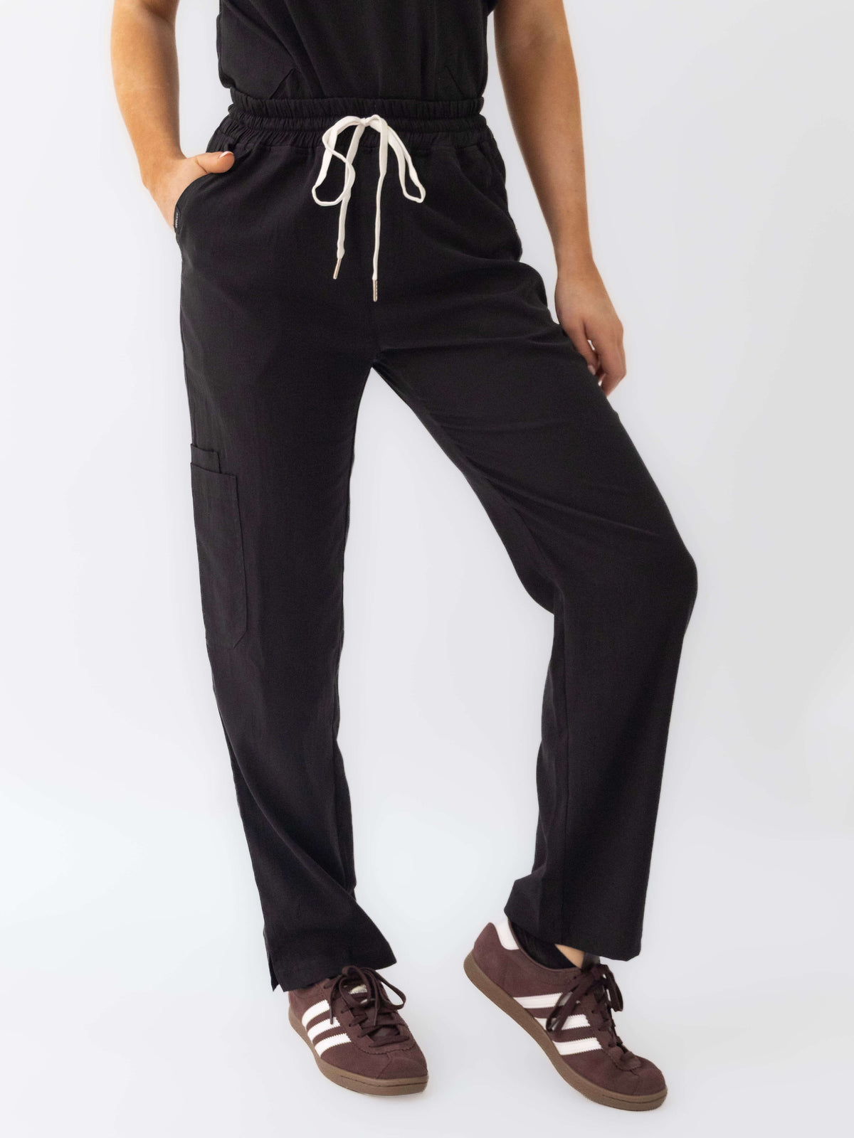 Women's Lyocell Straight Leg Scrub Pants- Onyx Black | Medlux