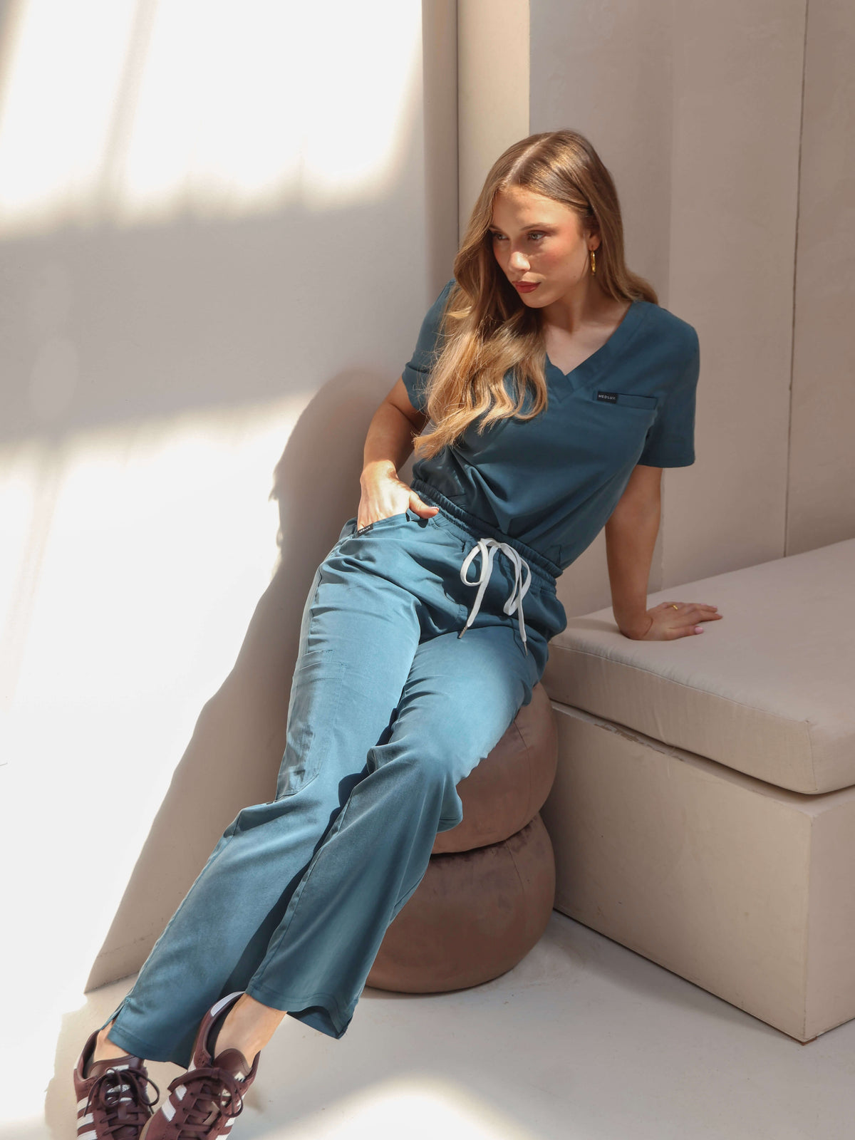 Women's Lyocell Straight Leg Scrub Pants- Deep Teal | Medlux